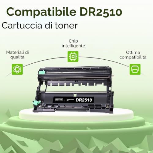 Swiss Toner DR2510 Drum Compatible for Brother TN2510XL TN2510 MFC-L2835DW HL-L2400DWE DCP-L2620DW DCP-L2627DW DCP-L2660DW MFC-L2800DW MFC-L2860DW