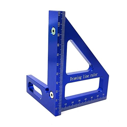 Aluminum Alloy Saddle T Square, Angle Measurement Tool 3D Mitre Angle Woodworking Measuring Tools 45/90 Degree Angle T Ruler Carpenter Tool (Blue)