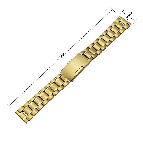 ZEIGER Men B008 Replacement Metal Wrist Watch Band (Stainless Gold 20mm)