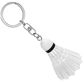 LHDOS Mini Badminton Car Key Chain, Personalized Auto Key Fob Keychain Holder, Key Ring Decoration Accessories for Women Men (White)