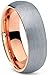 Tungsten Wedding Band Ring 7mm Men Women Comfort Fit 18k Rose Gold Plated Grey Dome Brushed Size 11.5