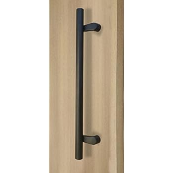 STRONGAR PostMount Offset/Modern Round Bar/Ladder/H-shape/610mm/24 inches Push-Pull Stainless-Steel Door Handle - Black Powdered Finish