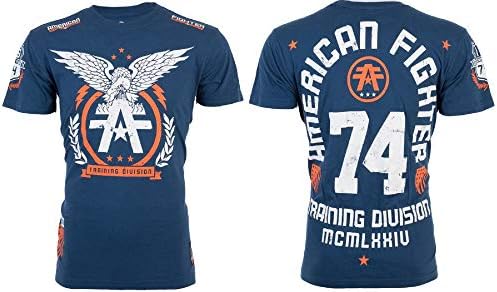 American Fighter Mens T-Shirt TAKE Flight Eagle Navy Athletic Biker Gym UFC