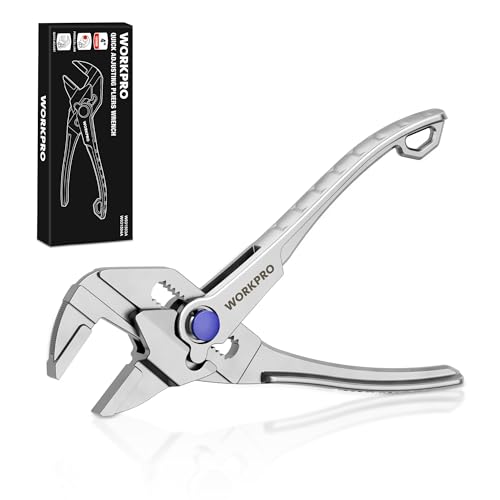 WORKPRO Adjustable Wrench Pliers 108 mm, Wrench Type Pliers with Self-adjusting Jaw, Max Opening 20 mm, Non-Slip Handle, for Nuts and Pipes
