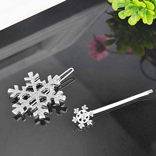MJartoria Christmas Blue Rhinestone Snowflake Hair Clip Hairpin Elsa (White - snowflake) - Thumbnail 3