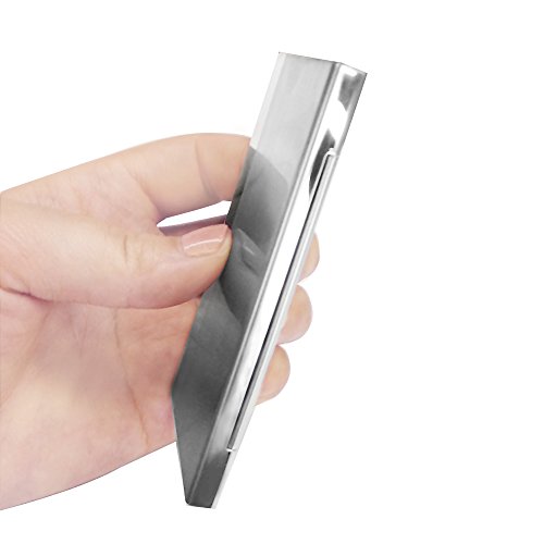 YunKo Business Card Holder Desk Business Card Display Stand Business Name Card Desktop Name Card Organizer Steel Silver, SC