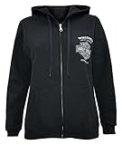 Harley-Davidson Women's Hasten Distressed Zippered Hoodie, Solid Black