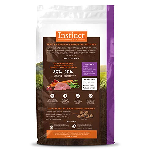 INSTINCT ORIGINAL DRY CAT FOOD, RAW COATED KIBBLE, HIGH PROTEIN, GRAIN FREE RECIPE – REAL RABBIT, 4.5 LB. BAG