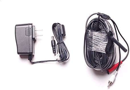IHOMEGUARD 60 Foot DC /Audio Cable High Sensitive Audio Pickup Device External Amplified Tiny Spy Microphone for CCTV Security Camera