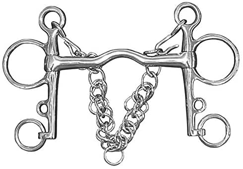 Namvo Stainless Steel Horse Pelham Bit, Jointed Mouth With Curb Chain Equestrian Connector Accessory