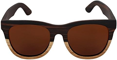 Brown Wooden Frame Patterned Unisex Rectangular Sunglasses