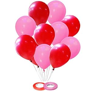 AMFIN Metallic Balloons Red & Light Pink (10 inch, Pack of 50)