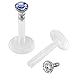 Aprilsky Mixed Czech Crystal Gem 16G Acrylic Labret Sted Monroe Bar Lip Ring Stud Piercing Set - 10 Pieces