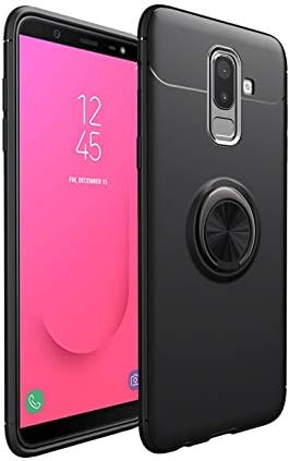 Case Compatible with Samsung Galaxy J4 Plus Case with Ring Kickstand 360°Adjustable Ring Grip Stand Work with Magnetic Car Mount Protective Slim Cover Galaxy J4 (Black, Galaxy J4 Plus)