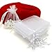 Bezall 100Pcs Organza Bags 3x4 inches White, Small Mesh Jewelry Gift Bags Drawstring Wedding Favor Bags Christmas Party Candy Pouches
