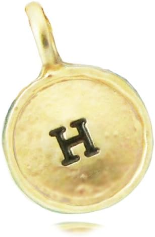 Lucky Feather Gold Plated Letter Coin Charm - Initial H