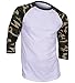 DREAM USA Men's Casual 3/4 Sleeve Baseball Tshirt Raglan Jersey Shirt Dark Camo Large