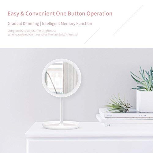 ELEHOT Makeup Mirror 5X Magnifying Lighted Desktop Vanity Mirror Adjustable Height Cosmetic Magnification with Lights Wireless Tabletop Mirror Rotates 360° - Thumbnail 4