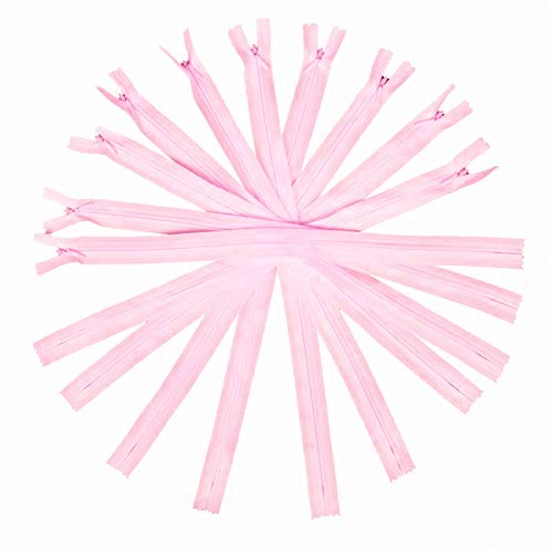 50pcs Long Nylon Invisible Zippers for DIY Sewing Back Dress Cushion Tailoring Accessories Tailor Tool (Pink, 7inch)
