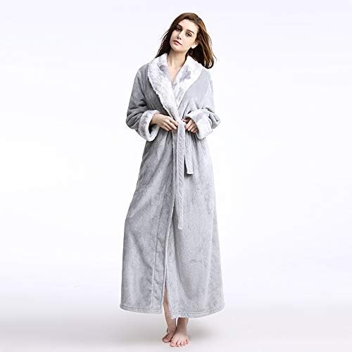 VIWIV Couple Nightgown Autumn And Winter Thickening Pajamas Flannel Stitching Long Home Fashion Bathrobe,6,XL [Energy Class A]