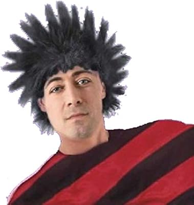 Rimi Hanger Mens 90s Hen Night Curly Hair Scruffy Black Wig Adults