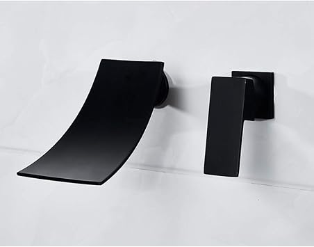 Lalay Schwarz-Wasserfall-Bassin-Hahn-Messing-Wannen-Hahn mit verdecktem