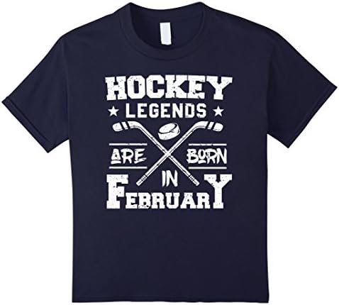 Kids Hockey Legends Are Born In February Birthday Gift T-shirt 6 Navy