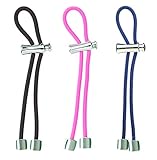 Pulleez Sliding Ponytail Holders Set of 3 Silver Nugget Charms on Pink, Brown & Blue Cord