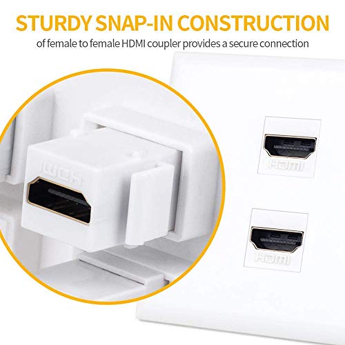 IQIAN HDMI Keystone Jack, 20 Pack Female to Female Coupler Snap-in Insert Connectors Adapter for Wall Plate - White …