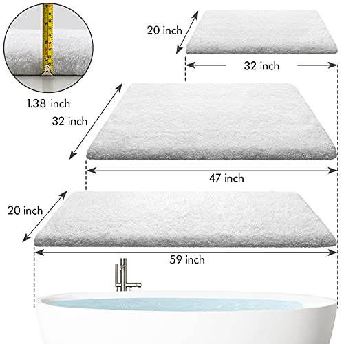 KMAT Bathroom Rugs Bath Mat 32" x 47",Large Soft Shaggy White