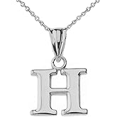 Claddagh Gold .925 Sterling Silver Dangling Initial Letter H Charm Pendant with Rolo Chain - 16"