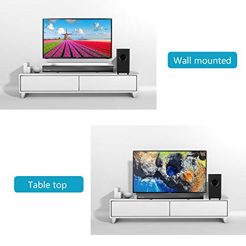 Sound Bar WOHOME 2.1 Channel Bluetooth Soundbar for TV with Subwoofer Surround Home Theater System 34-inch Soundbar 5.5-inch Subwoofer 4 Speakers 120W 95dB Remote Control Newest Model S18
