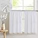 jinchan White Tiers Waffle Woven Textured Short Curtains for Bathroom Water Repellent Shower Window Covering for Kitchen 72 x 24 InchTwo Panels primary