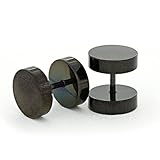 Black Stainless Steel Fake Illusion Tunnel Plugs Earrings Men Unisex 10mm