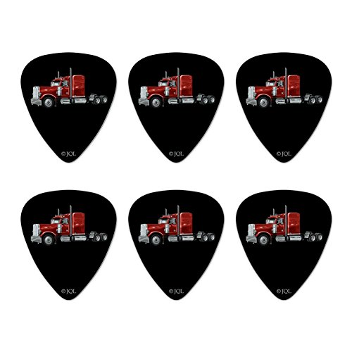 Semi Tractor Trailer Truck Trucker Novelty Guitar Picks Medium Gauge - Set of 6