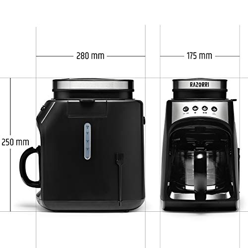 Razorri-Elektrisch-auto-Kaffeemaschine-Grind-und-Brew-Kaffee-Mahlwerk-mit-Filter-Warmhalteplatte-Tropf-Stopp-Funktion-560ml-Glaskanne-600W-Black