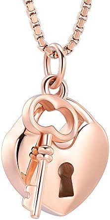 Padlock Heart Urn Necklace for Ashes Cremation Jewelry for Women Stainless Steel Key with Lock Pendant Memorial Necklaces Ash Holder for Human Pets Keepsake Jewelry for Loved Ones with Fill Tool