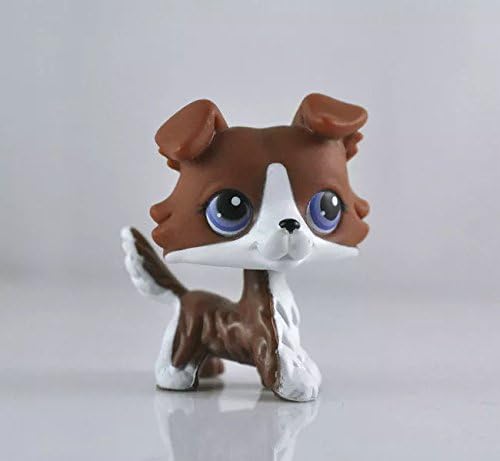 DEEJOE Pet Shop Animal Chocolate Brown White Puppy Collie Dog LPS Action Figure Child Toy 2"