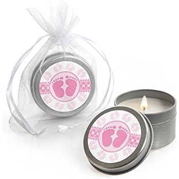 Amazon Com Baby Feet Pink Candle Tin Baby Shower Favors Set Of