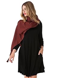 JollieLovin - Vestido para mujer, estilo informal, manga 3 4, con bolsillos, vestido holgado