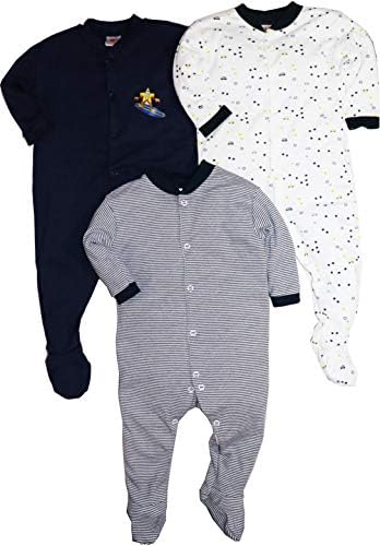Gopuja New Born Baby Multi-Color Long Sleeve Cotton Sleep Suit Romper for Boys and Girls Set of 3