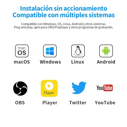 vantisan Capturadora de Video HDMI, 4K HDMI a USB3.0 Video Converter, 1080P@60Hz Video Tarjeta de Captura de Juego,con Entrada de Micrófono de 3.5mm, para Windows, Linux OS, Mac OS, OBS