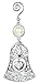 Mother Silver Filigree Bell Ornament with Engraved Mom Heart Charm - Decorative Scroll S-Hook - Accented with Rhinestone Crystals - 5.5