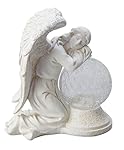 Moonrays 92367 Serene Angel Garden Statue with Crackle Globe & Solar Powered White Ledstone