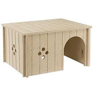 Ferplast-Sin-4647-Rabbit-House-37-x-277-x-20-cm Ferplast Rabbit House, Guinea Pig Wooden House, Small Pet House, FSC Certificated Wood, 37 x 27,7 x 20 cm