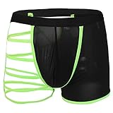 YiZYiF Men's Hollowed Straps One Side Mesh Boxer Briefs Underwear