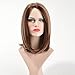 QianBaiHui Charming Straight Wigs for Women Daily Use Natural and Healthy Mixed Medium Length Brown wigs Bob Hairstyle