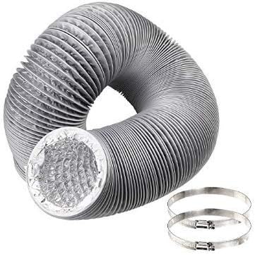SuperMMarK 4 Inch 8 Feet Dryer Vent Hose Transition Duct with 2 Premium Screw Clamp Connections - 3-Layers Flexible Aluminum Hose Duct for HVAC Duct, Clothes Dryer Duct, Air Duct and Dryer Vent Tube