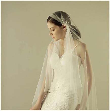 Women's Tulle Simple and Sheer Cathedral Fingertip Bridal Veil with Comb for Weddding