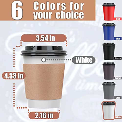 Luckypack Disposable Coffee Cups To Go with Travel Lids Sleeves and